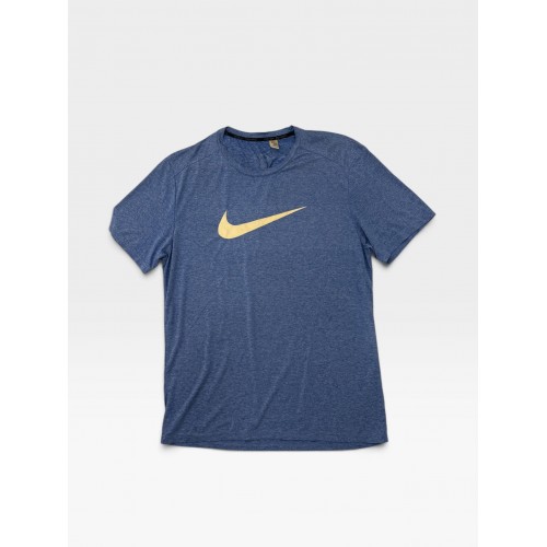 Nike Dri-FIT Running T-Shirt Blue Heather with Gold Swoosh